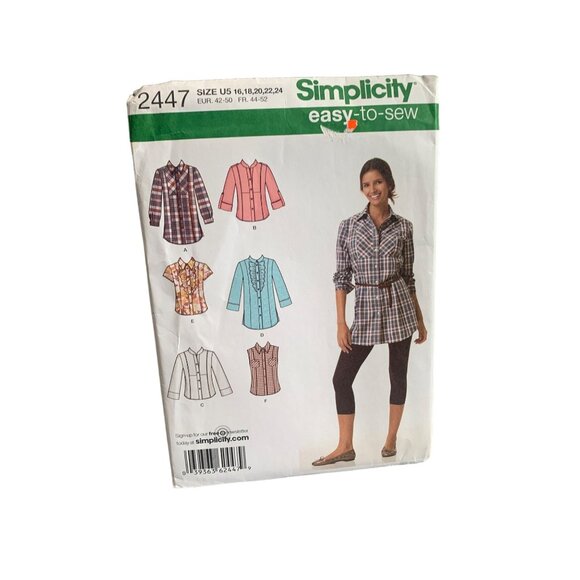 Simplicity Sewing Pattern 2447 Women's Tops & Tunics Sizes 16-24 - uncut - Picture 1 of 2